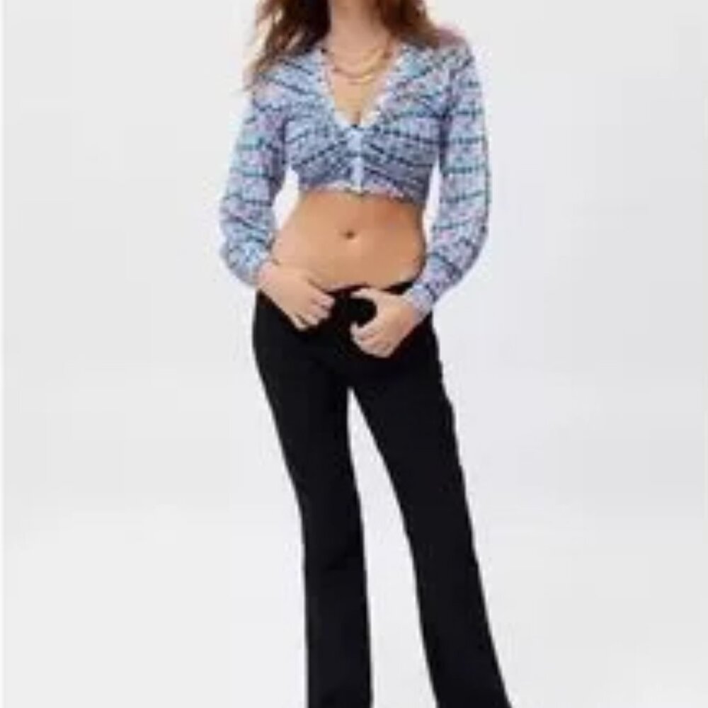 UO Cara Mesh Ruched Blouse